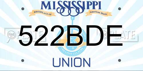 522BDE Mississippi License Plate