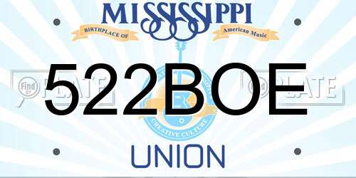 522BOE Mississippi License Plate