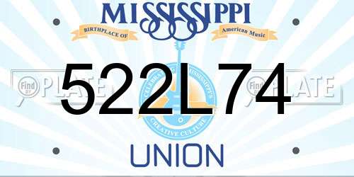 522L74 Mississippi License Plate