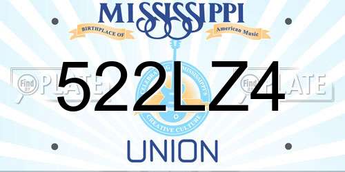 522LZ4 Mississippi License Plate
