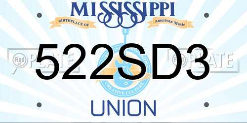 522SD3 Mississippi License Plate