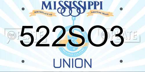 522SO3 Mississippi License Plate