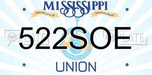 522SOE Mississippi License Plate