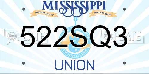 522SQ3 Mississippi License Plate