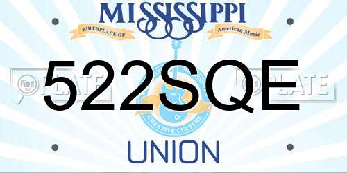 522SQE Mississippi License Plate