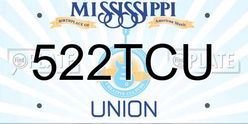 522TCU Mississippi License Plate