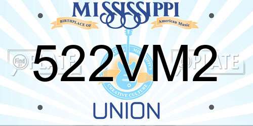 522VM2 Mississippi License Plate
