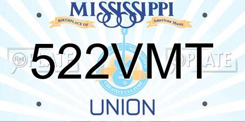 522VMT Mississippi License Plate