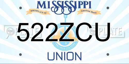 522ZCU Mississippi License Plate