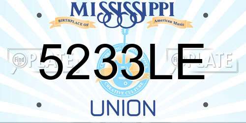 5233LE Mississippi License Plate
