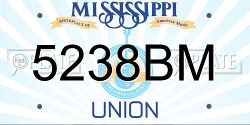 5238BM Mississippi License Plate