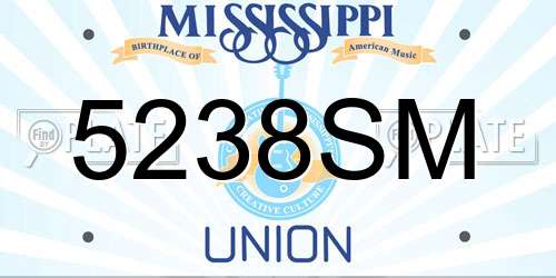 5238SM Mississippi License Plate