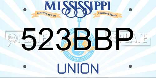 523BBP Mississippi License Plate