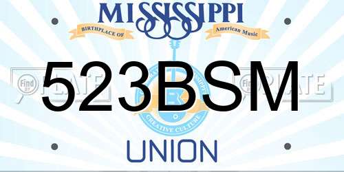 523BSM Mississippi License Plate