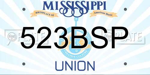 523BSP Mississippi License Plate