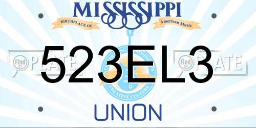 523EL3 Mississippi License Plate
