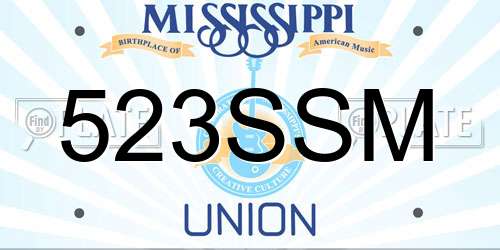 523SSM Mississippi License Plate