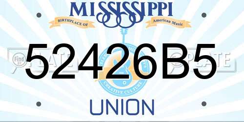 52426B5 Mississippi License Plate