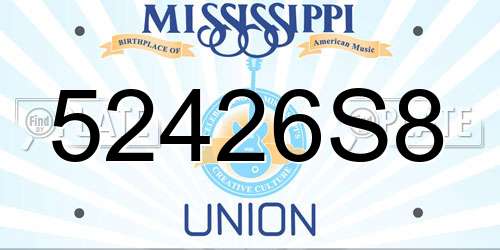 52426S8 Mississippi License Plate