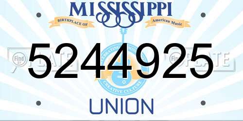 5244925 Mississippi License Plate