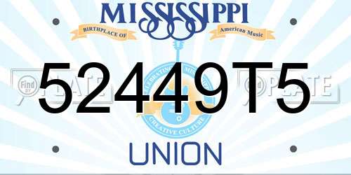 52449T5 Mississippi License Plate