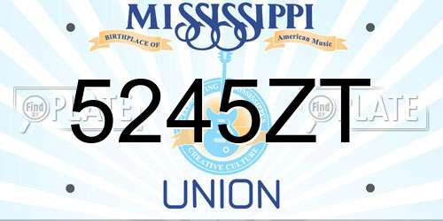 5245ZT Mississippi License Plate