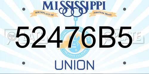 52476B5 Mississippi License Plate