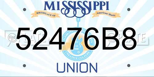 52476B8 Mississippi License Plate