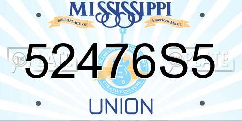 52476S5 Mississippi License Plate