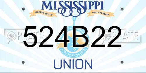 524B22 Mississippi License Plate
