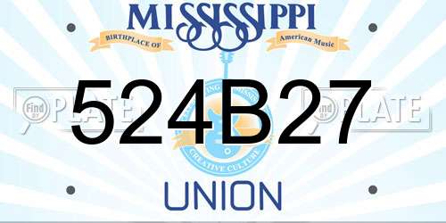 524B27 Mississippi License Plate
