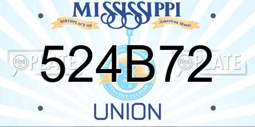 524B72 Mississippi License Plate
