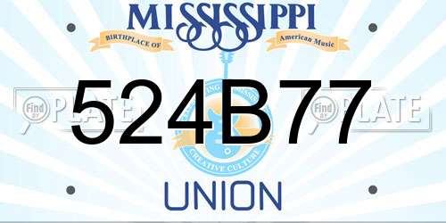 524B77 Mississippi License Plate