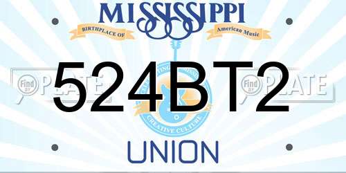 524BT2 Mississippi License Plate
