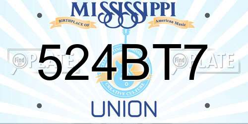 524BT7 Mississippi License Plate