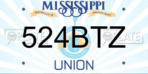524BTZ Mississippi License Plate