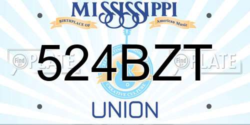 524BZT Mississippi License Plate