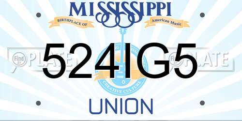 524IG5 Mississippi License Plate