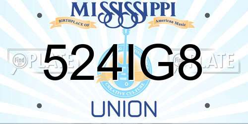 524IG8 Mississippi License Plate