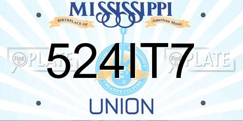 524IT7 Mississippi License Plate