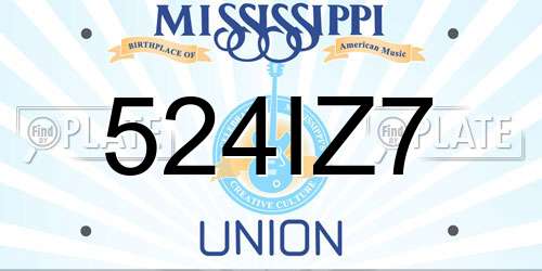524IZ7 Mississippi License Plate