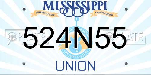 524N55 Mississippi License Plate