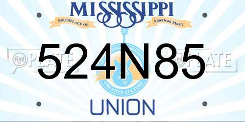 524N85 Mississippi License Plate