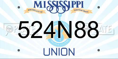 524N88 Mississippi License Plate
