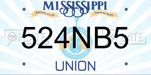 524NB5 Mississippi License Plate