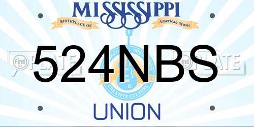524NBS Mississippi License Plate