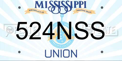 524NSS Mississippi License Plate