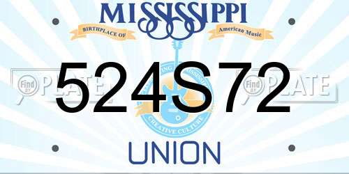 524S72 Mississippi License Plate