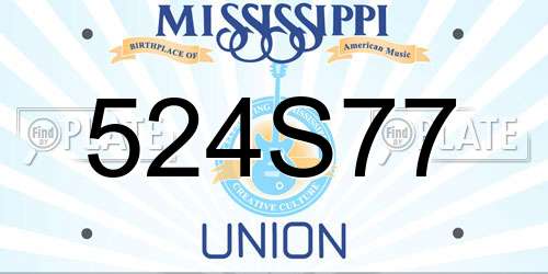 524S77 Mississippi License Plate