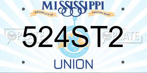 524ST2 Mississippi License Plate